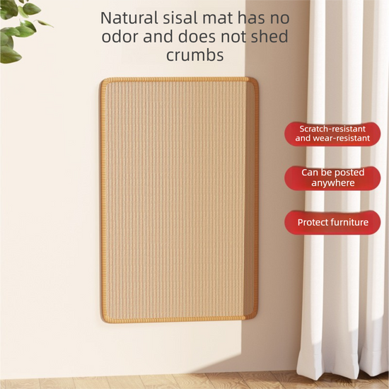 3-PCS Self-Adhesive Sisal Cat Scratching Mat Vertical Wall Mounted Scratcher Board for Furniture Protection(20cm*40cm)
