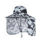 Camouflage light grey UPF 50+ Sun Protection Fishing Hat Wide Brim Neck Flap Quick Dry Bucket Hat for Outdoor Hiking and Gardening