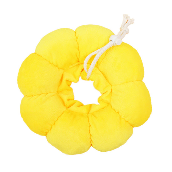 3-Pcs Soft Yellow Sunflower Elizabethan Collar Adjustable Pet Cone for Cats and Small Dogs Anti-Bite Recovery Neck Pillow(L)