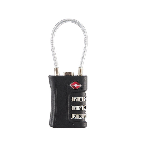 Black TSA Approved Cable Combination Padlock 3-Digit Security Lock for Travel Luggage Suitcase Gym Lockers Durable Steel Wire Australian Travel Essential