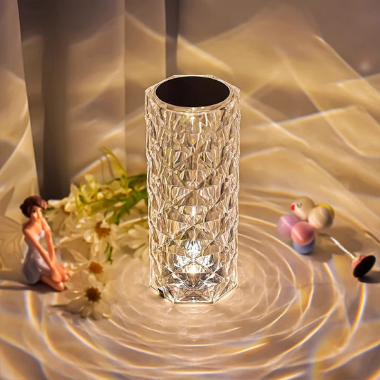 Crystal Rose Atmosphere Lamp RGB 16 Color Changing Touch Table Lamp USB Rechargeable LED Night Light for Australian Home Bedroom Living Room Decor(21.5cm*9cm)