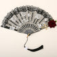 2 Pack Black Lace Burgundy Rose Vintage Lace Folding Fans Gothic Palace Style with Rose Cross Tassels for Tea Party Cosplay and Photo Props