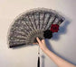 2 Pack White Sunflower with Gold Foil Embossing Vintage Lace Folding Fans Gothic Palace Style with Rose Cross Tassels for Tea Party Cosplay and Photo Props