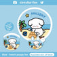 5 Pack Blue Beach puppy Cute Cartoon Folding Hand Fans Portable Mini Circular Fans 20x24cm for Aussie Summer Outdoor Travel with Matching Storage Pouches for Kids and Adults