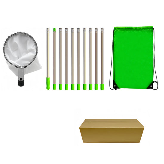 Green Telescopic Fruit Picker Tool with Stainless Steel Extension Pole Carbon Steel Head and Large Bag for Apples Peaches Oranges Australian Home Orchards(4.0m)