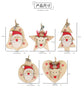 5 SET Rustic Wooden Christmas Hanging Ornaments with Bells - Santa, Reindeer, Tree & More (5 Designs)