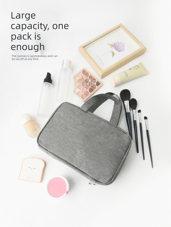 Gray Waterproof 4-Fold Hanging Toiletry Bag with Wet/Dry Separation for Australian Travel & Cosmetics