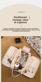 Black Large Capacity PU Leather Makeup Bag Dual Zipper Cosmetic Case Waterproof Travel Toiletry Organiser with Brush Compartment
