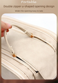 Luxury Black Large Capacity Makeup Bag – 3-Layer Double Zipper Travel Toiletry Organizer with Waterproof TPU Brush Holders