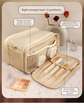 Large Pink PU Leather Makeup Bag Dual Zipper Cosmetic Travel Case Waterproof Toiletry Organiser with Brush Compartment