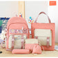 5 Piece Aesthetic School Backpack Set Pink Oxford Fabric Fits 14 Inch Laptop