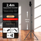 2.4m Black Tripod Stand with Phone Holder Adjustable Floor Stand for Live Streaming Vlogging Overhead Video Recording Makeup Kit with Carry Bag