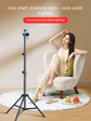 2.4m Black Tripod Stand with Phone Holder Adjustable Floor Stand for Live Streaming Vlogging Overhead Video Recording Makeup Kit with Carry Bag