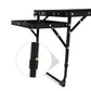 Black Portable Camping Table Heat Resistant Steel Mesh Top Foldable BBQ Desk with Side Wings Adjustable Height Aluminium Frame for Outdoor Picnic