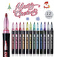 24 Piece Double Line Outline Pen Set Glitter Paint Markers 12 Colors Self-Outline Metallic Shimmer Pens for DIY Crafts Cards