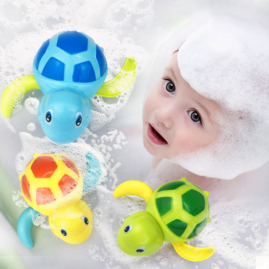 Three-Piece Wind-Up Swimming Turtle Bath Toy Set (Yellow, Green, and Blue Colors), Adorable Floating Turtle Combo, Fun Water Play Toy, Ideal Gift for Infants and Toddlers