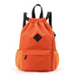 Large Drawstring Backpack Waterproof Gym Bag Lightweight Sports Sackpack with Zipper Pockets for Travel and Swimming Orange-red