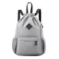 Large Drawstring Backpack Waterproof Gym Bag Lightweight Sports Sackpack with Zipper Pockets for Travel and Swimming Gray