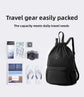Large Drawstring Backpack Waterproof Gym Bag Lightweight Sports Sackpack with Zipper Pockets for Travel and Swimming Gray