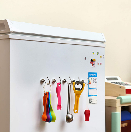 Neodymium Magnetic Hooks 16mm Base Large Open Mouth Hanger Heavy Duty Magnet for Fridge Kitchen BBQ Grill Utensils and Keys Silver