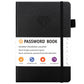 Black Password Log Book with Alphabetical Tabs Internet Address Organizer Small PU Leather Notebook with Owl Design Pen Holder and Inner Pocket Ideal for Home and Office