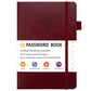 Burgundy Password Log Book with Alphabetical Tabs Internet Address Organizer Small PU Leather Notebook with Owl Design Pen Holder and Inner Pocket Ideal for Home and Office