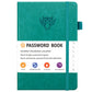 Green Password Log Book with Alphabetical Tabs Internet Address Organizer Small PU Leather Notebook with Owl Design Pen Holder and Inner Pocket Ideal for Home and Office