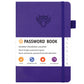 Deep purple Password Log Book with Alphabetical Tabs Internet Address Organizer Small PU Leather Notebook with Owl Design Pen Holder and Inner Pocket Ideal for Home and Office