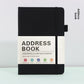 Black Address Book with Alphabetical Tabs B6 Hardcover Telephone & Contact Organizer with Pen Holder & Elastic Band for Home Office
