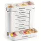 Weekly Pill Organiser White Tower - 7 Day Medicine Storage Box with 4 Daily Compartments (Morning, Noon, Evening, Night) - Portable Slide-Out Trays for Vitamins & Supplements