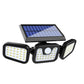 Solar Outdoor Security Lights Motion Sensor 74 LED - 3 Adjustable Heads Flood Light IP65 Waterproof for Garden Garage & Driveway