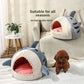 Novelty Shark Pet Cave Bed Enclosed Cozy Sleeping Nest for Cats and Small Dogs Soft Flannel Year Round Comfort Light Gray S Size
