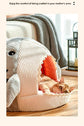 Novelty Shark Pet Cave Bed Enclosed Cozy Sleeping Nest for Cats and Small Dogs Soft Flannel Year Round Comfort Light Blue L Size