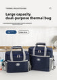 Insulated Lunch Bag Thermal Cooler Tote with Adjustable Shoulder Strap Waterproof Lining for Work School & Picnics Navy Blue Small