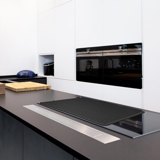 Silicone Stove Top Cover 71x50x0.3cm Heat Resistant Electric Cooktop Protector Mat for Kitchen Benchtop and Laundry Black