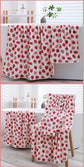 2 Pack Strawberry Coral Fleece Bath Towel Set - Ultra Soft Absorbent Microfibre Bathroom Towels with Hanging Loop - 70x140cm & 35x75cm