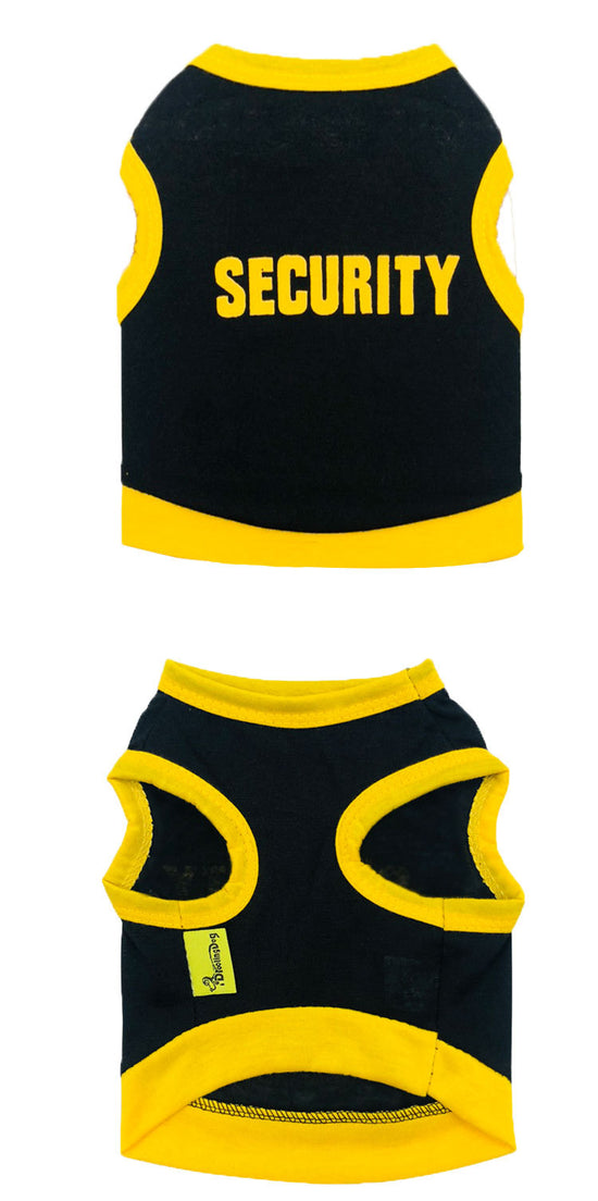 2 Pack Cotton Pet Vest "Security" Print - Black with Yellow Trim & Pink with Black Trim - Size L Breathable Summer Dog Tank Top for Small Breeds