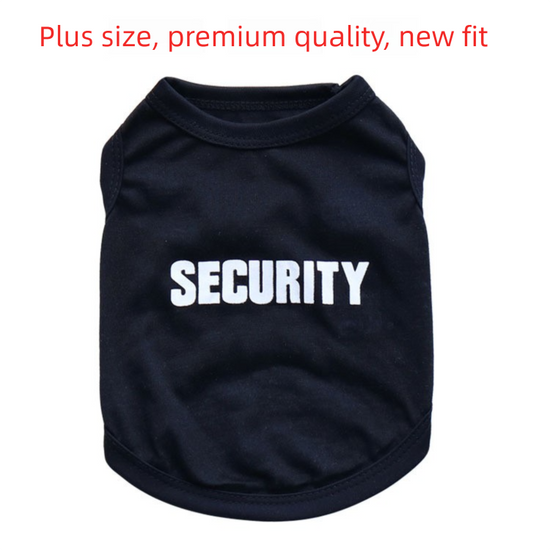 2 Pack "SECURITY" Pet Vest - Black & Yellow with Orange Trim - Breathable Cotton Dog T-Shirt for Puppies & Cats - Size S (Chest 36cm)