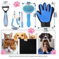 5-in-1 Pet Grooming Kit Pink - Stainless Steel Deshedding Rake, Self-Cleaning Slicker Brush, Grooming Glove & Nail Trimmer Set for Dogs & Cats