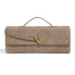 Retro Woven Baguette Handbag for Women Suede Texture PU Leather Shoulder Crossbody Bag Elegant Evening Clutch Pine Tea Color