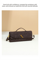 Retro Woven Baguette Handbag for Women Suede Texture PU Leather Shoulder Crossbody Bag Elegant Evening Clutch Khaki