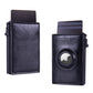 RFID Blocking Pop-Up Card Wallet with AirTag Holder - Crazy Horse Leather Style Aluminium Smart Wallet - Automatic Slider with Cash Slot - Vintage Black (AirTag Not Included)