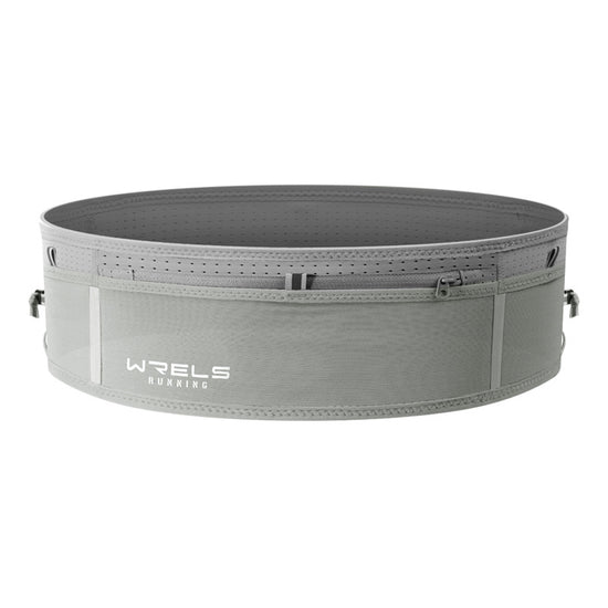 WRELS Trail Running Waist Belt - Lightweight Mesh Hydration Pack with Trekking Pole Holder - Anti-Bounce Phone Storage for Marathon & Hiking - Gray Size M (74-86cm)