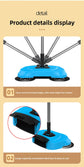 3-in-1 Hand Push Floor Sweeper - Manual Spinning Broom, Dustpan & Mop Combo - Silent Non-Electric Cleaning for Hardwood & Tiles - Lightweight Sky Blue