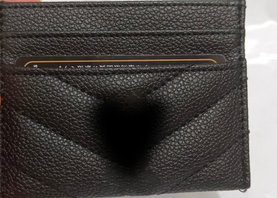 Genuine Leather Quilted Card Holder - Slim Chevron Wallet with 5 Slots - Minimalist Credit Card Case for Men & Women - Black (10.5cm x 8cm)