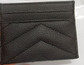 Genuine Leather Quilted Card Holder - Slim Chevron Wallet with 5 Slots - Minimalist Credit Card Case for Men & Women - Black (10.5cm x 8cm)