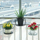 Hanging Flower Pot Holder Metal Balcony Railing Planter Basket Round Iron Rack with Mesh Bottom Fits up to 6cm Rail for Fence & Patio White