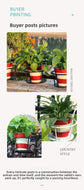 Hanging Flower Pot Holder Metal Balcony Railing Planter Basket Round Iron Rack with Mesh Bottom Fits up to 6cm Rail for Fence & Patio White