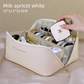 Large Capacity Travel Cosmetic Bag Portable PU Leather Pillow Pouch Waterproof Make Up Organiser Toiletry Case with Handle Apricot White