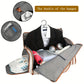 Convertible Travel Garment Bag Large Duffel Suit Carrier with Shoe Compartment & Hidden Backpack Straps Waterproof  Beige White